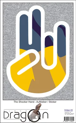 Produktbild von The Shocker Hand Aufkleber Decal Sticker 15cm Autoaufkleber außenklebend weiß Umriss mit Fahne Ukraine-Ukraine
