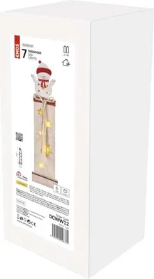 Obrázok produktu pre Drevená vianočná dekorácia SNOWMAN, 7 LED, vnútri, teplá biela, 11x5x46 cm