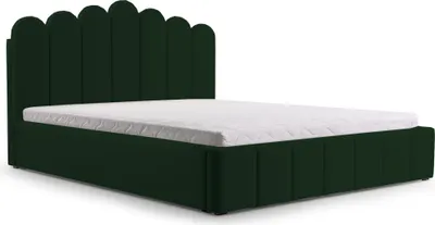 Produktbild von MOEBLO Polsterbett Bett 03 – Doppelbett mit Kopfstütze, Rahmenbettgestell, Bettkasten, Lattenrost und gepolstertem Kopfteil, Double - 140x200 - Bottle Green (TRINITY 28)