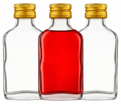 Immagine prodotto di Flacone di vetro da 50 ml con tappo dorato, ideale per essere riempito manualmente