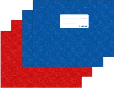 Produktbild von Heftumschläge A5 quer Kunststoff 2x blau + 2x rot, gedeckt