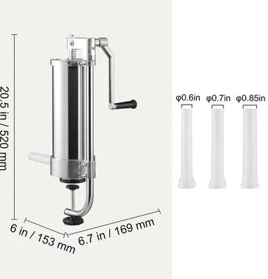 Produktbild von Famanu Wurstmaschine 3L - Robuste Edelstahlkonstruktion, inklusive 4 Fülltrichtern