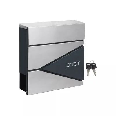 Immagine prodotto di In And OutdoorMatch cassetta per le lettere in acciaio inox Granville - serratura e sportello - cassetta per le lettere - rotolo di giornale - appendibile - grigio - 37x10,5x36cm