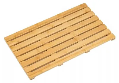 Productafbeelding van Rechthoekige badmat van bamboe met antislip rubberen voetjes