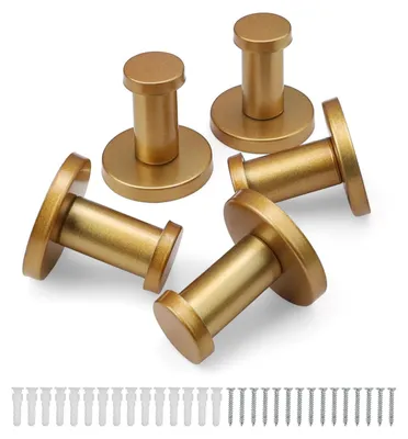 Produktbild von Goldene Wandgarderobenhaken, 5 runde Edelstahl-Garderobenhaken für Küche und Bad