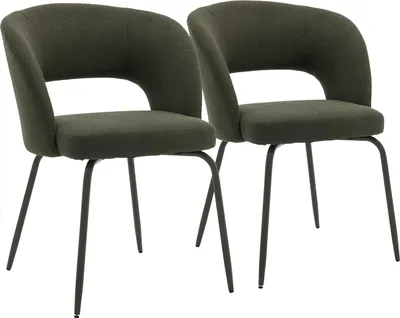 Image de Lot de 2 chaises en tissu boucle vert FLAVIA