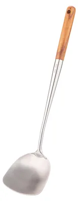 Image de Spatule pour wok, cuillère de service de 43 cm pour wok, spatule pour wok en acier inoxydable 304