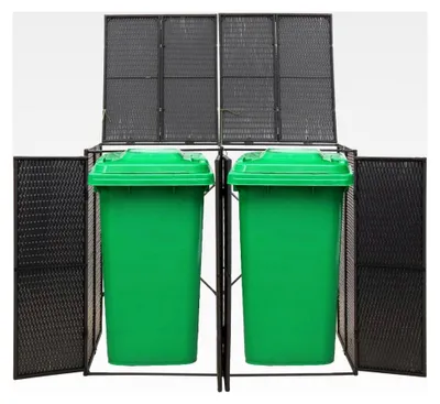 Produktbild von Mülltonnenbox für 2 Tonnen Schwarz 140x80x117 cm Poly Rattan