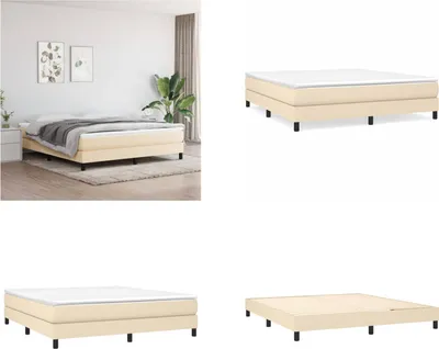 Produktbild von vidaXL Boxspringbett Creme 160x200 cm Stoff - Boxspringbett - Boxspringbetten - Bett - Schlafzimmermöbel