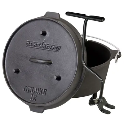 Produktbild von Camp Chef Deluxe Dutch Oven 12" + Deckelheber Gusseisen Feuer Topf BBQ Camping