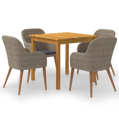 Imagen del producto de Juego de comedor para jardín 5 piezas marrón