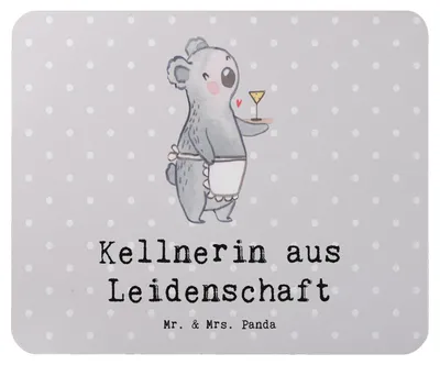 Produktbild von Mr. & Mrs. Panda Mauspad Kellnerin Leidenschaft - Grau Pastell - Geschenk, laptop mousepad, mausteppich, Servicekraft, Ausbildung, Mouse Pad, Restaurant, mousematte