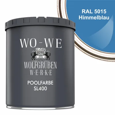 Produktbild von Schwimmbadfarbe Poolfarbe Schwimmbeckenfarbe SL400 Himmelblau ähnl. RAL 5015 - 750ml