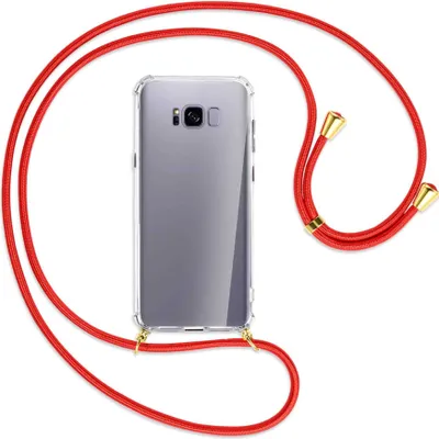 Produktbild von Handykette Backcover-Schutzhülle mit Band (Metall goldfarben) für Samsung Galaxy S8 Plus - rot