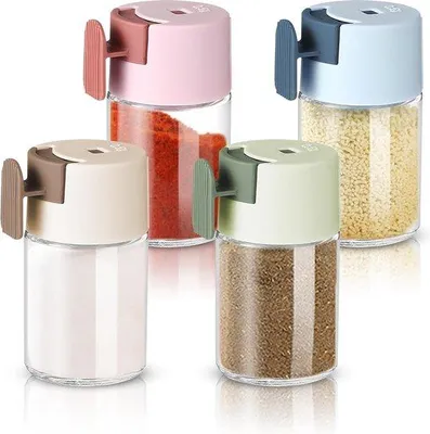 Produktbild von Salz- und Pfefferstreuer-Set, 100ml, Glasboden, klein, 4er-Set, für Küche, Camping, BBQ