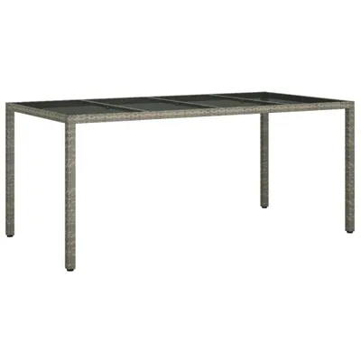 Image de Table de jardin Gris 190x90x75 cm Verre trempé/résine tressée