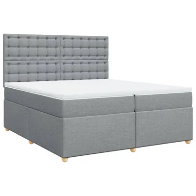 Image de vidaXL Lit boxspring avec matelas gris clair 200x200 cm Tissu