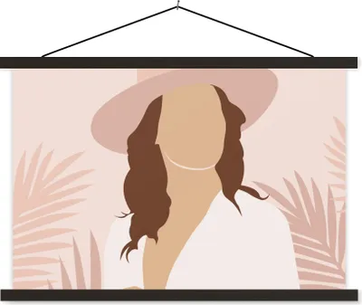 Produktbild von MuchoWow® Textilposter Sommer - Frau - Laub 90x60 cm mit schwarzem Rahmen - Aufhängungssatz