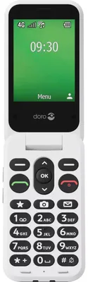 Produktbild von Doro Leva E30, Klappgehäuse, Single SIM, 7,11 cm (2.8"), 0,3 MP, 1150 mAh, Schwarz, Weiß
