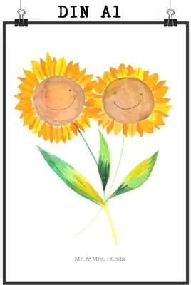 Produktbild von Mr. & Mrs. Panda Bild Blume Sonnenblume DIN A1 - Weiß - Geschenk, Vertrauen, Sonnenblumen, Lieblingsmensch, kunstdruck poster, Freundin, Beste, Wandbild, Garten, drucke