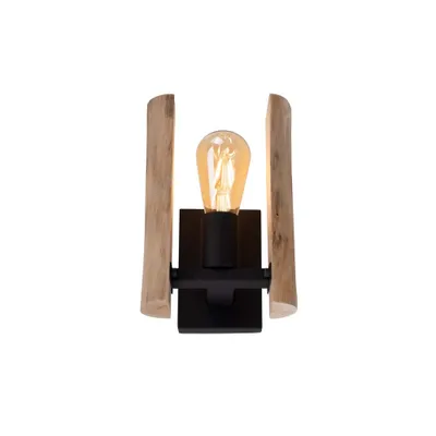 Produktbild von Wandleuchte, Holzlampe, schwarz, 1 flammig, H 25 cm