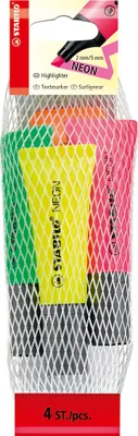 Immagine prodotto di Evidenziatore - STABILO NEON - confezione da 4 - giallo, verde, rosa, arancione