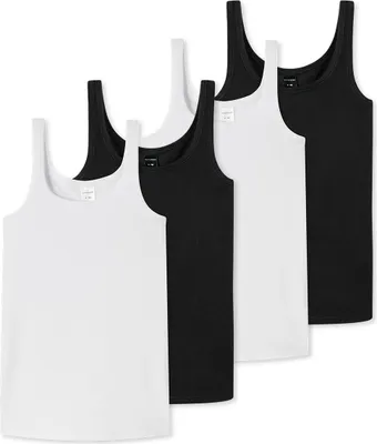 Produktbild von Schiesser 4er Pack Teens Girls 95/5 Organic Baumwolle Unterhemd / Top Arm- und Halsausschnitt mit Einfass, Breite Träger für hohen Tragekomfort, Elastische Single-Jersey-Qualität
