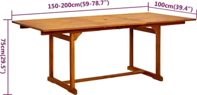 Produktbild von vidaXL 5-tlg. Garten-Essgruppe Massivholz Akazie 150-200 cm