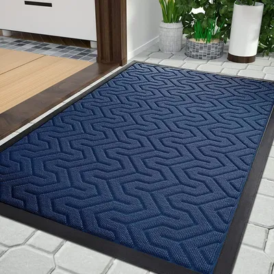 Obrázek produktu pro Podlahová rohož pro vchodové dveře, rozměry 120 x 80 cm, modrá barva, odolná, protiskluzová, vhodná pro použití uvnitř i venku