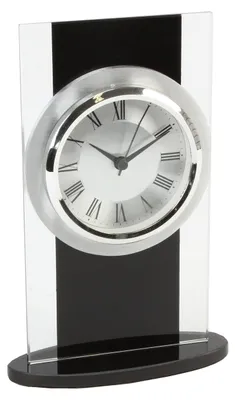 Moderne Glas-Wanduhr, 20x13 cm, schwarz, römische Ziffern