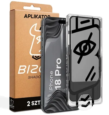 Produktbild von Gehärtetes Glas mit Privatschutzfilter und Applikationsrahmen für iPhone 18 Pro, Bizon Glass Aplikator Shadow, 2 Sets