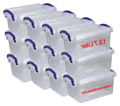 Produktbild von 12er Set stapelbare Aufbewahrungsbehälter mit Deckel und Klickverschluss - 13,7 L lebensmittelecht