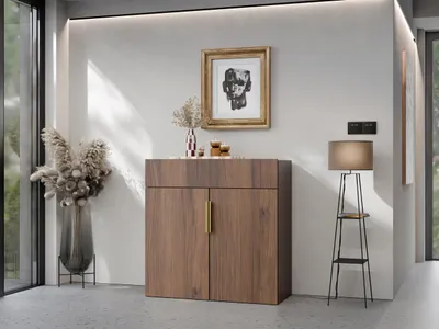 Produktbild von MIRJAN24 Kombikommode Kerkin 2D1S, Kommode mit zwei Drehtüren (Farbe: Nuss Warmia)