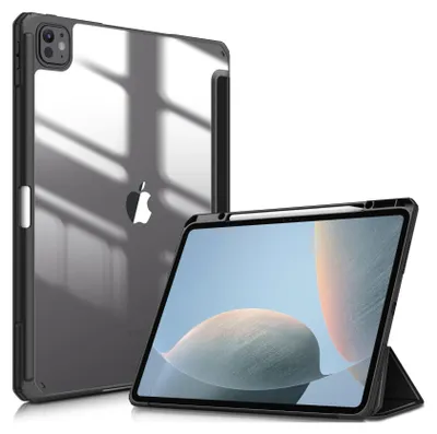 Produktbild von Fintie Hybrid Hülle für iPad Pro 13 Zoll (M4) 2024 mit Stifthalter - Stoßfeste Schutzhülle mit transparenter Hartschale auf der Rückseite Case für 13" iPad Pro M4, Schwarz