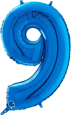 Produktbild von Folienballon Nummer 9 Blau, 66 cm Grabo