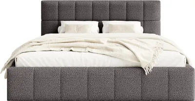 Produktbild von FEDVE Polsterbett Moura aus Bouclé-Stoff 200x200 cm, Dunkelgrau