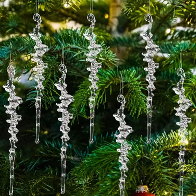 Weihnachtsbaum-Anhänger Acryl-Eis-Deko, transparent, 26 Stück