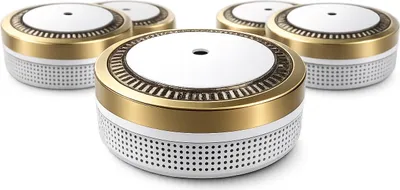 Produktbild von NEMAXX® M1-Mini Rauchwarnmelder Ø71,6mm – photoelektrisch,EN14604 (AFNOR 0333),VdS G216020 – 85dB Alarm – 3V Lithium – Hush – bis 10 Jahre – Gold – 5x