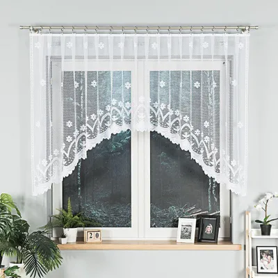 Produktbild von FLORENTYNA - Fertiggardine aus Jacquard mit Schnitt unten - 330 x 120 cm - weiß