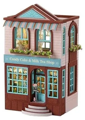 Zdjęcie produktu dla Miniaturowy domek DIY drewniany zestaw do budowania z meblami oświetleniem
