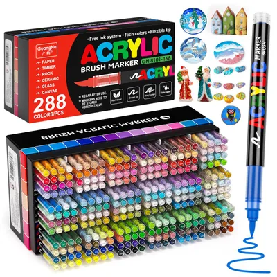 Acrylstifte 288 Farben, wasserfest, für Holz, Glas, Stein, DIY