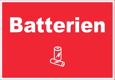 Produktbild von Batterien Mülltrennung Schild Text Symbol AA AAA waagerecht A1 (594x841mm)