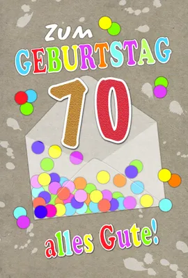 Produktbild von 70. Geburtstag  Karte mit Briefumschlag Konfetti, Briefumschlag
