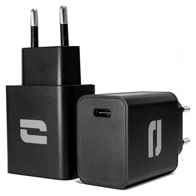 Two black USB-C power adapters are shown against a white background.