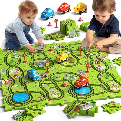 Productafbeelding van Omgoods - 64-delige Puzzelset voor Kinderen met Autosport Thema