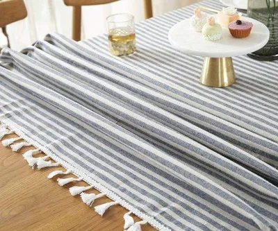 Produktbild von Famanu Tischdecke aus Baumwolle, waschbar, rund - Blau, 150 cm