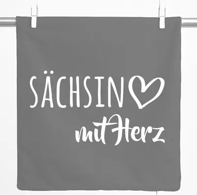 Produktbild von Huuraa Kissenbezug Sächsin mit Herz 40x40cm Steel Grey Baumwolle Dekokissenbezug Geschenkidee