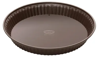 Produktbild von Dr. Oetker Quicheform Ø 28 cm, Tarteform der Serie Back-Edition mit Emaille-Hebeboden, runde Backform mit Antihaft-Ring (Farbe: braun)