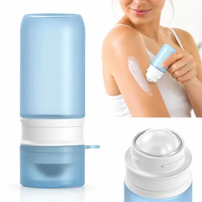 Produktbild von Sonnencreme Applikator Silikon Roller, nachfüllbarer Sonnencreme Auftrager mit 60ml Behälter, für Kinder und Erwachsene, ideal für Reise, Strand und Urlaub
