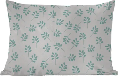 Produktbild von MuchoWow® Outdoor Kissen - Blätter - Muster - Blau - 60x40 cm - Wetterfest - Lounge Kissen - Zierkissen - Kissen für Innenräume